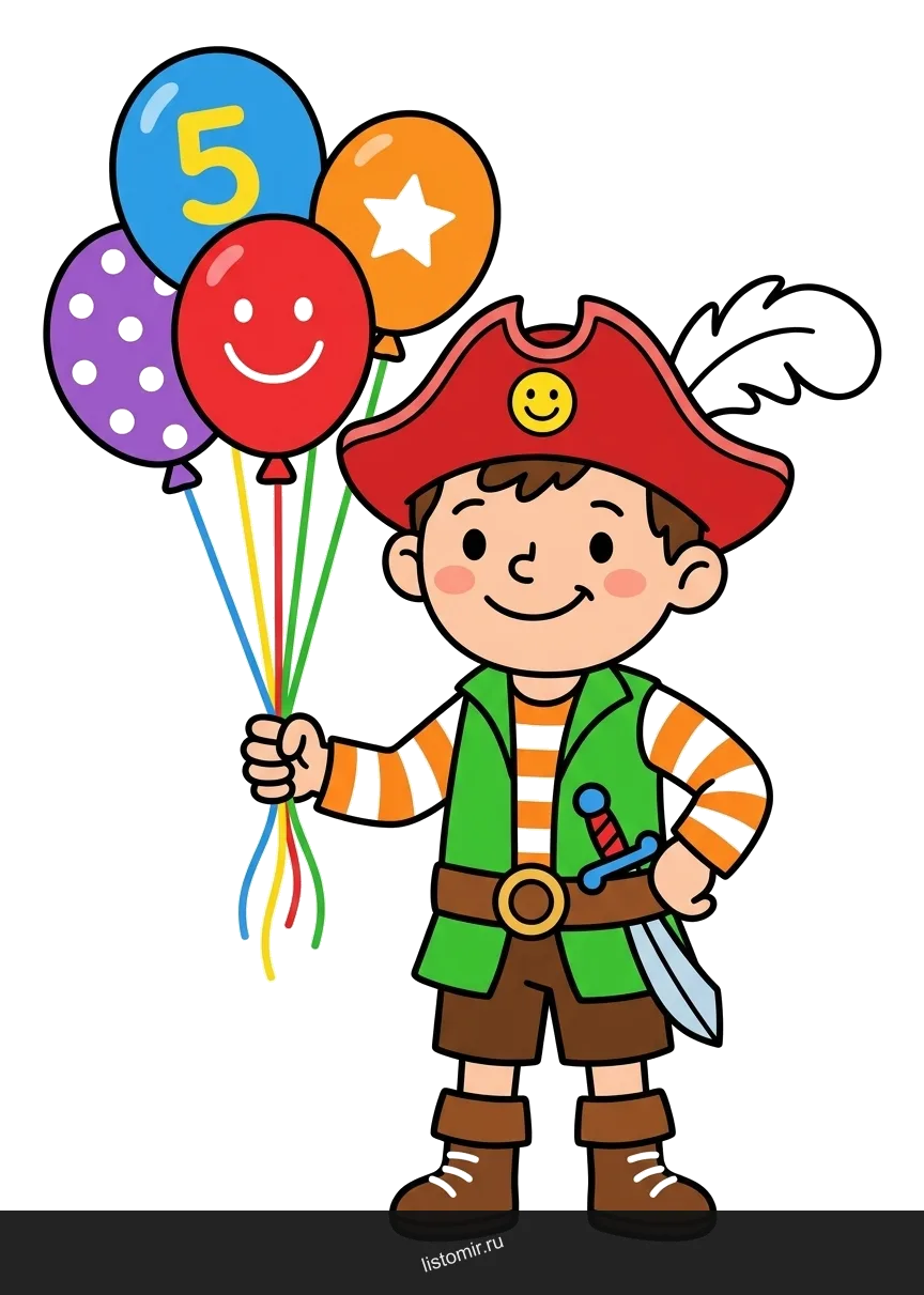 Пират с праздничными шарами на день рождения