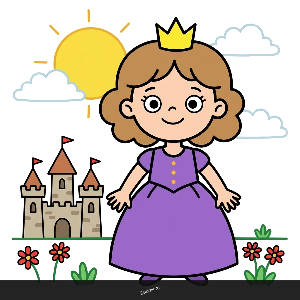 Принцесса стоит у замка
