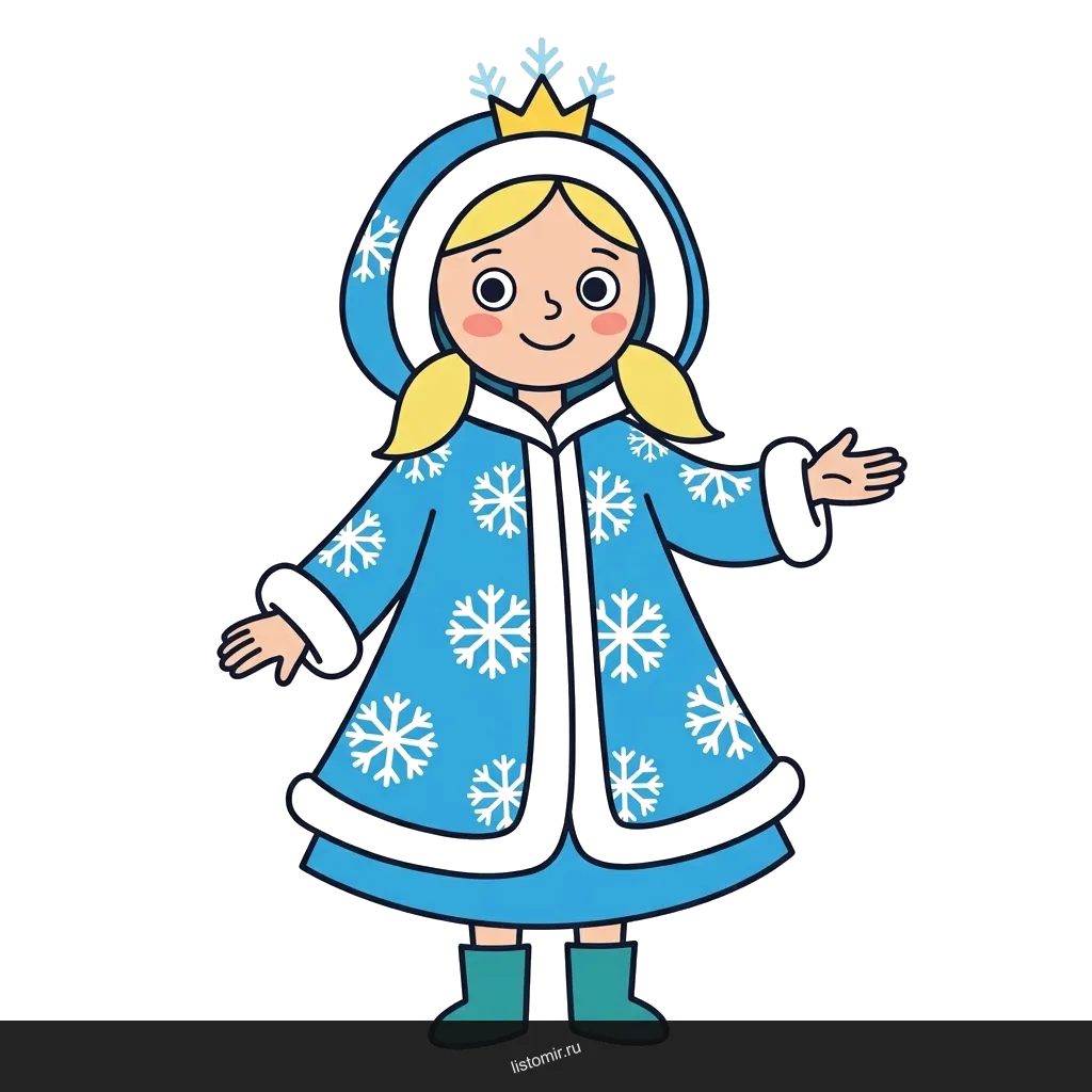 Зимняя принцесса в плаще со снежинками